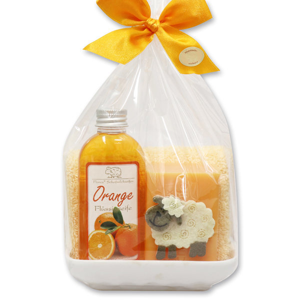 Set with sheep 4 pieces in a cellophane bag, Orange 