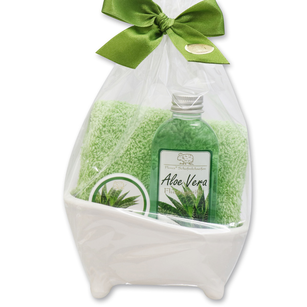 Small bathtub set 4 pieces in a cellophane bag, Aloe vera 
