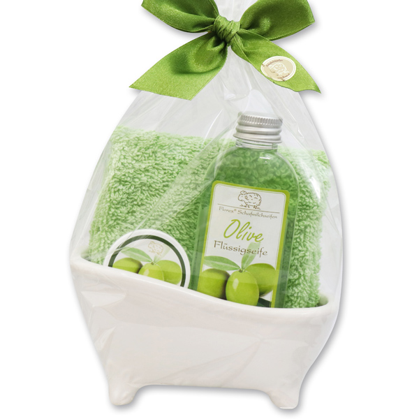 Mini Badewannen Set 4-teilig in Cello, Olive 