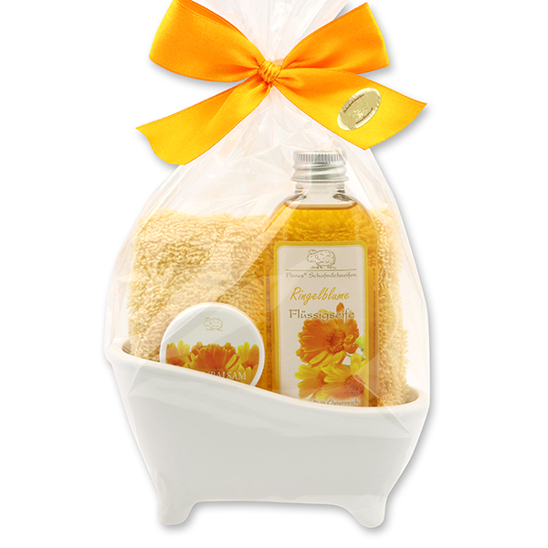 Small bathtub set 4 pieces in a cellophane bag, Marigold 