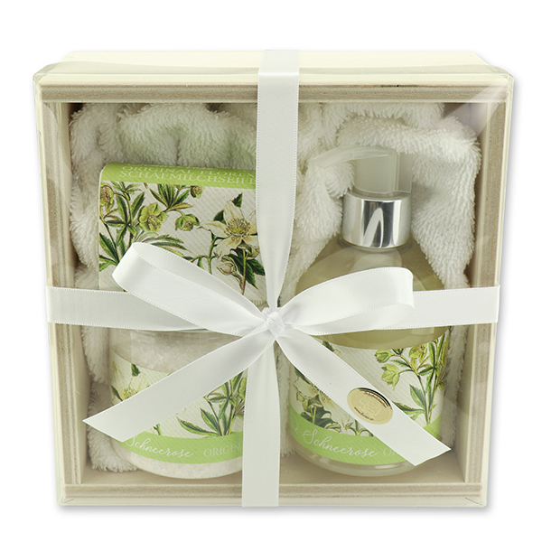 Wooden box set big 5 pieces "Nostalgia", Christmas rose white 