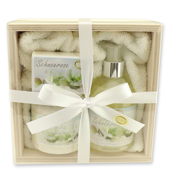 Holzboxset groß 5-teilig, Schneerose 