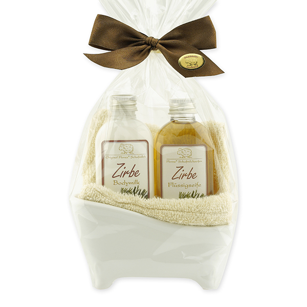 Small bathtub set 4 pieces in a cellophane bag, Swiss pine 