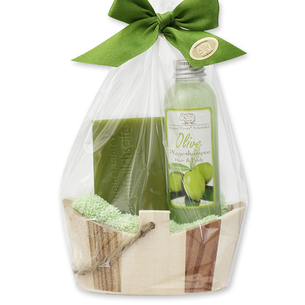 Care set 4 pieces in a cellophane bag, Olive 