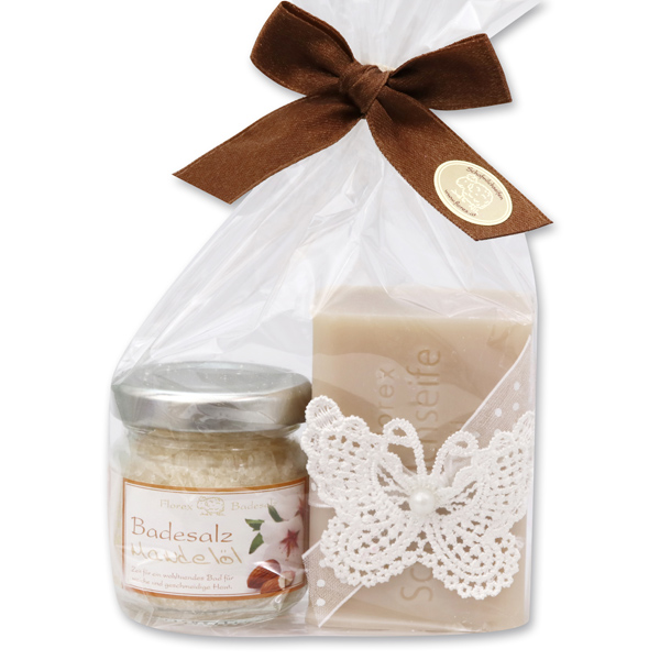 Bath set 2 pieces in a cellophane bag, Almond oil 