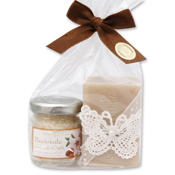 Bath set 2 pieces in a cellophane bag, Almond oil 