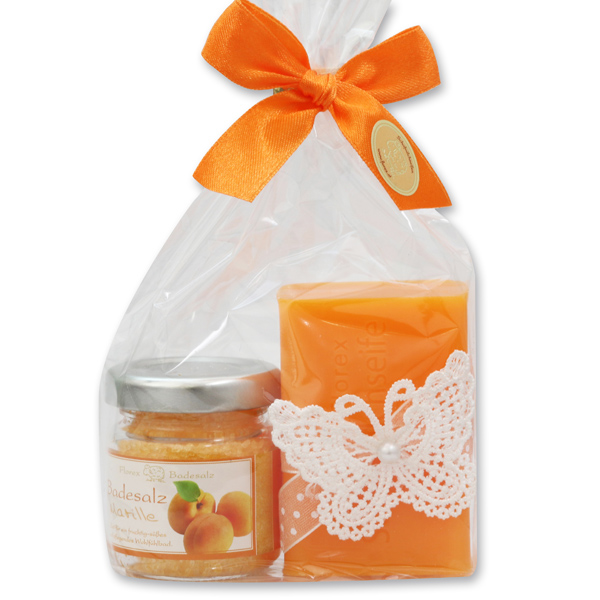 Bath set 2 pieces in a cellophane bag, Apricot 