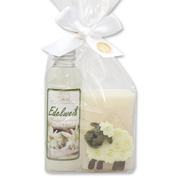 Gift set with felt sheep, Edelweiss 