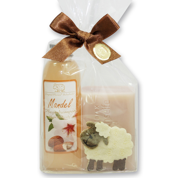 Gift set with felt sheep, Almond 