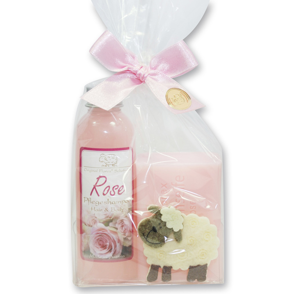Gift set with felt sheep, Rose Diana 