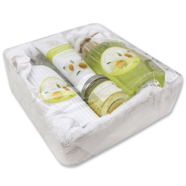 Set in a crochet basket, Chamomile 