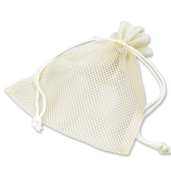 Glossy tulle bag, large 17x12cm cream 