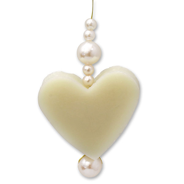 Sheep milk heart soap 23g hanging decorated wtih pearls, Classic 