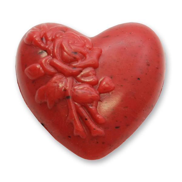 Sheep milk soap heart with rose 116g, Rose with petals 