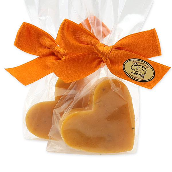 Schafmilchseife Herz mittel 23g in Cello, Ringelblume 
