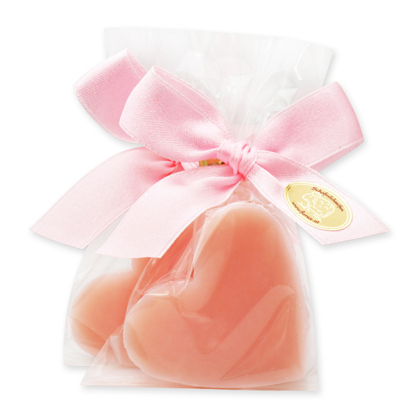 Sheep milk soap heart midi 23g, in a cellophane, Peony 