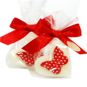 Sheep milk soap heart 23g, decorated with a butterfly in a cellophane, Classic 