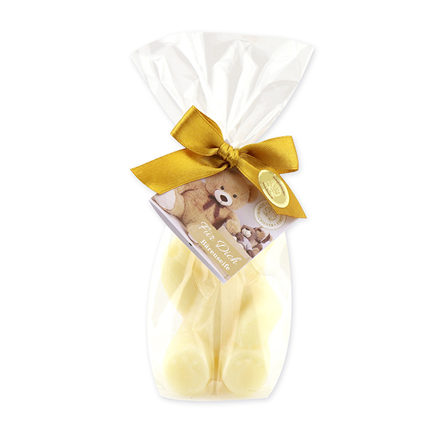 Sheep milk soap teddy bear big 120g, "Für Dich" in a cellophane, Classic 