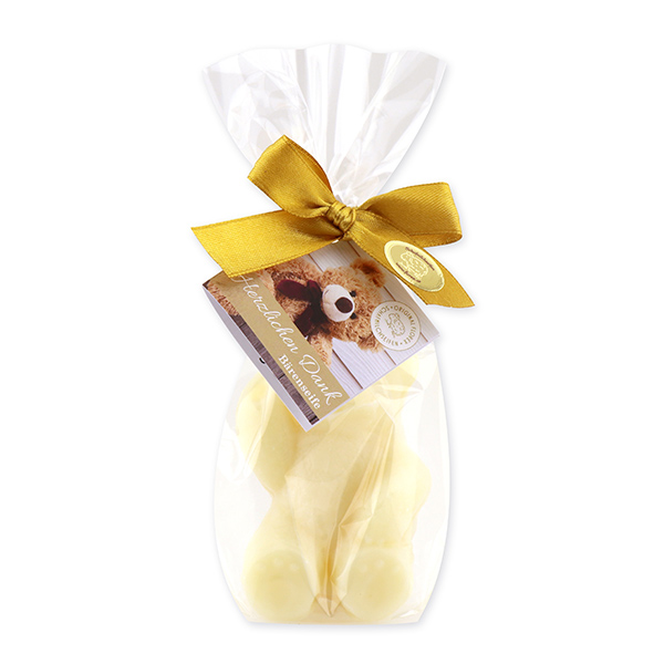 Sheep milk soap teddy bear big 120g, "Herzlichen Dank" in a cellophane, Classic 