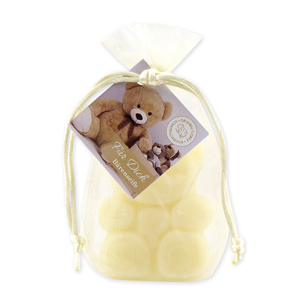 Schafmilchseife Teddy flach mittel 55g, "Für Dich" im Organzasackerl, Classic 