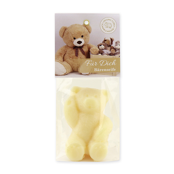 Sheep milk soap teddy bear big 120g, "Für Dich" in a cellophane, Classic 