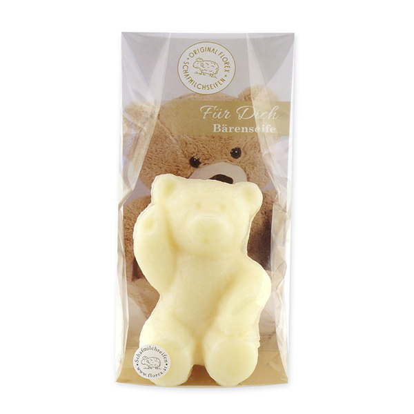 Sheep milk soap teddy bear big 120g, "Für Dich" in a cellophane, Classic 