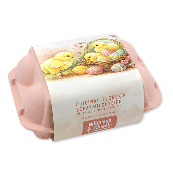 Schafmilchseifen Ostereier 61g "Osterzauber Motiv 10" im Eierkarton, Classic/Wildrose 