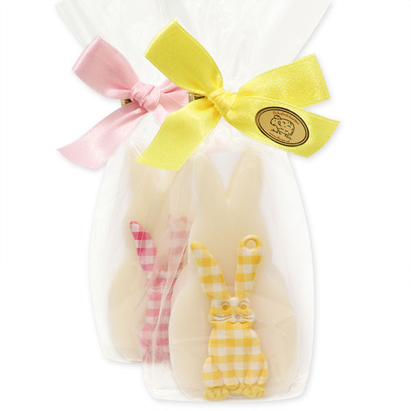 Sheep milk soap rabbit 90g decorated with a rabbit  in a cellophane, Classic 
