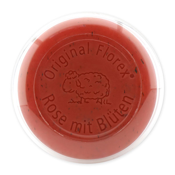 Sheep milk soap round 100g in a box, Rose with petals 