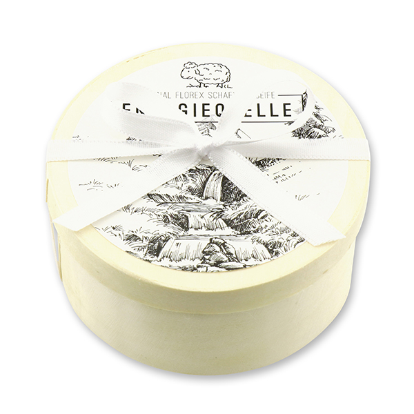 Schafmilchseife rund 100g in Spanschachtel "Energiequelle", Edelweiß 