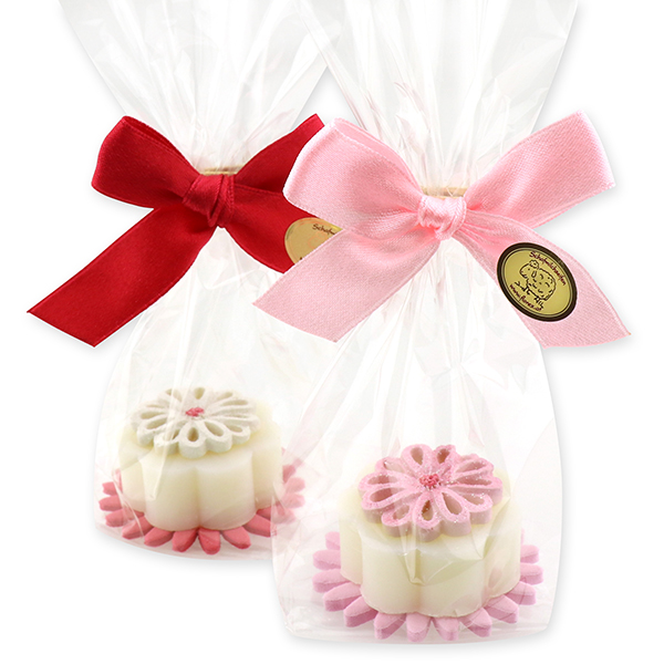 Schafmilchseife Blume mini 20g, dekoriert mit Blumen in Cello, Classic 