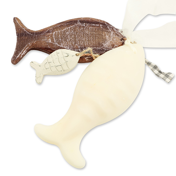 Schafmilchseife Fisch groß 108g hängend und dekoriert, Classic 