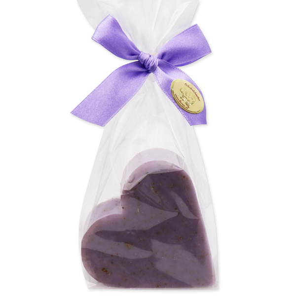 Schafmilchseife Herz groß 85g, in Cello, Lavendel 