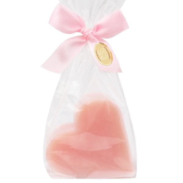 Schafmilchseife Herz groß 85g, in Cello, Pfingstrose 
