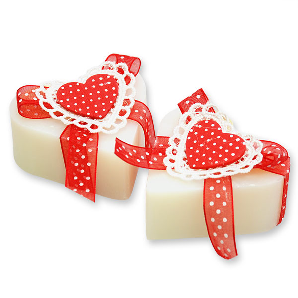 Sheep milk soap heart 85g, decorated with a heart, Classic 