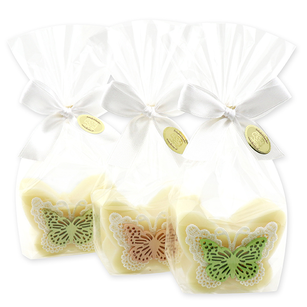 Sheep milk soap butterfly 76g, decorated with butterfly in a cellophane, Classic 