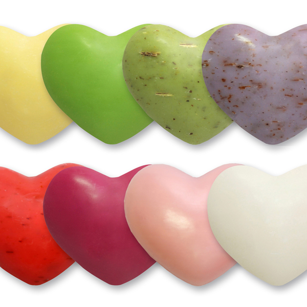 Sheep milk soap heart round 60g, sorted 
