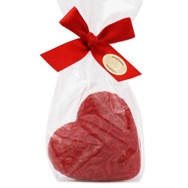 Sheep milk soap heart "Florex" 80g, in a cellophane, Pomegranate 