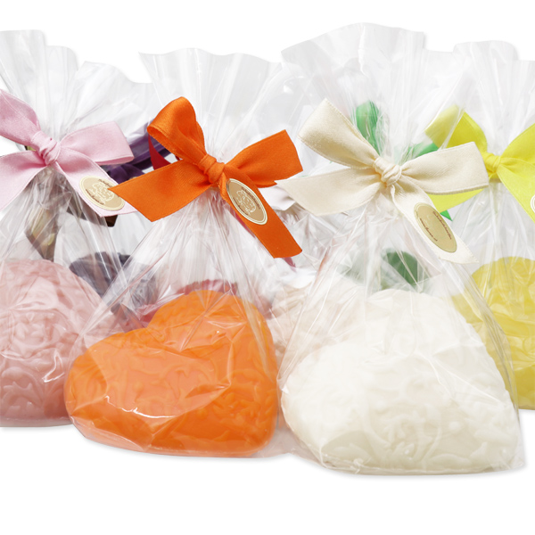 Schafmilchseife Herz Florex 80g, in Cello, bunt sortiert 