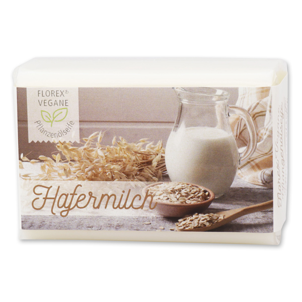 Vegan oil soap 100g, with label in a cellophane, Oat milk 