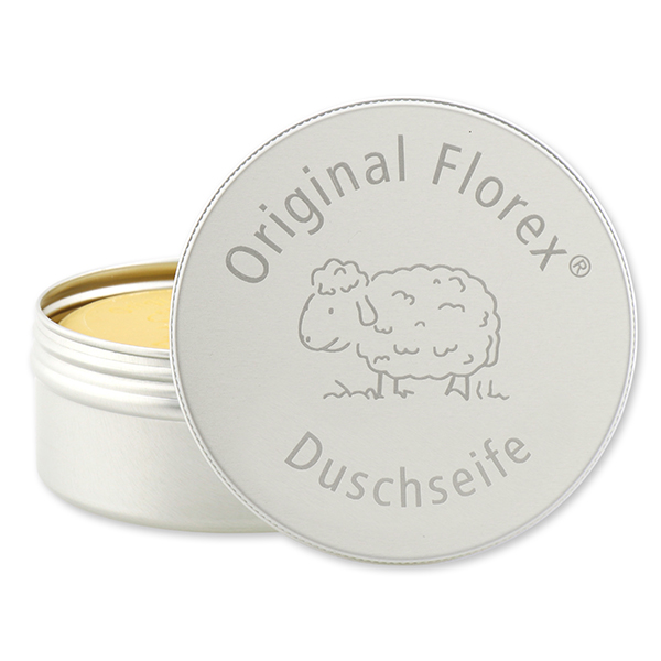 Shower soap round 100g in a box with laser engraving, Swiss pine 