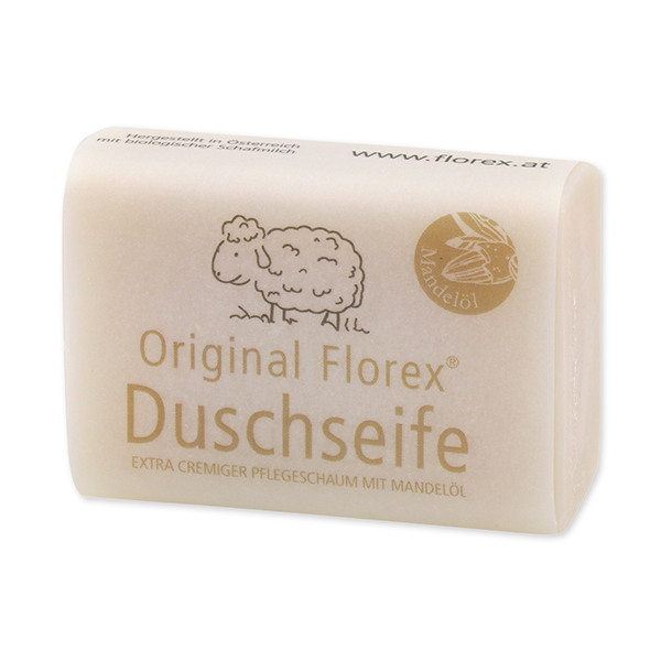 Shower soap with sheep milk 100g, wrapped in paper, Almond oil 