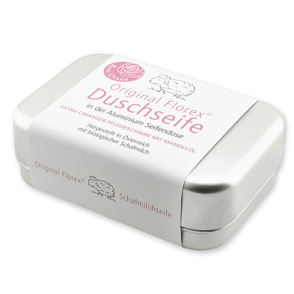 Duschseife eckig 100g verpackt in der Dose, Rose Diana 