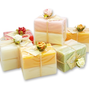 Sheepmilk soap square 100g 2 pieces packed in cello with rose, sorted fragrances 