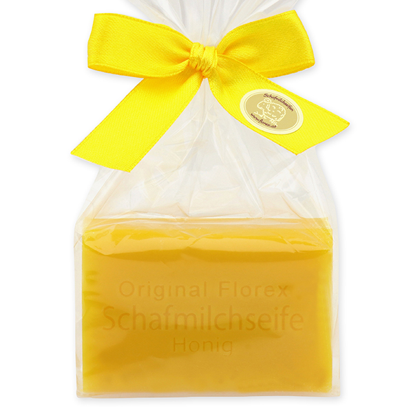 Sheep milk soap square 100g in a cellophane bag, Honey 