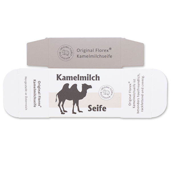 Papier-Schachtel für Milchseife eckig 100g mit Schleife, Kamelmilch 