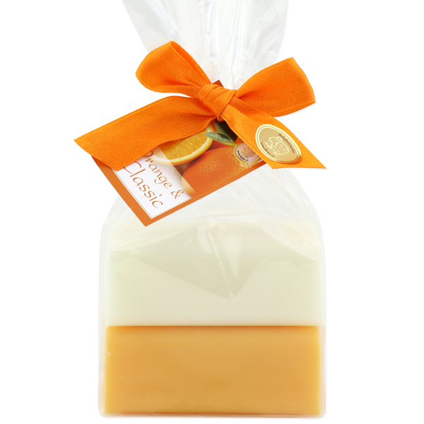 Schafmilchseife eckig 100g 2er verpackt mit Kärtchen, Classic/Orange 