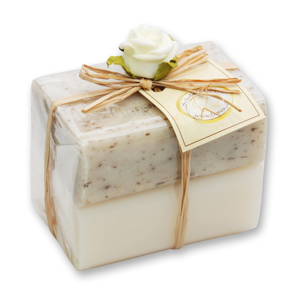 Sheep milk soap square 100g 2 pieces packed, Classic/Peeling with poppy 