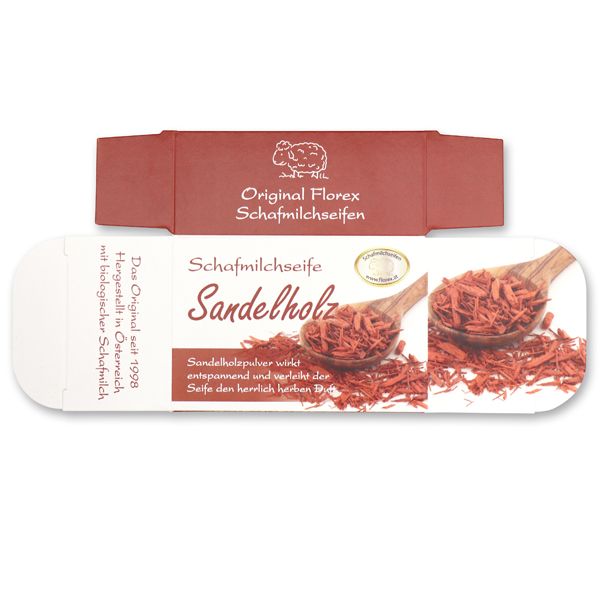 Papier-Schachtel MC für Schafmilchseife eckig 100g, Sandelholz 