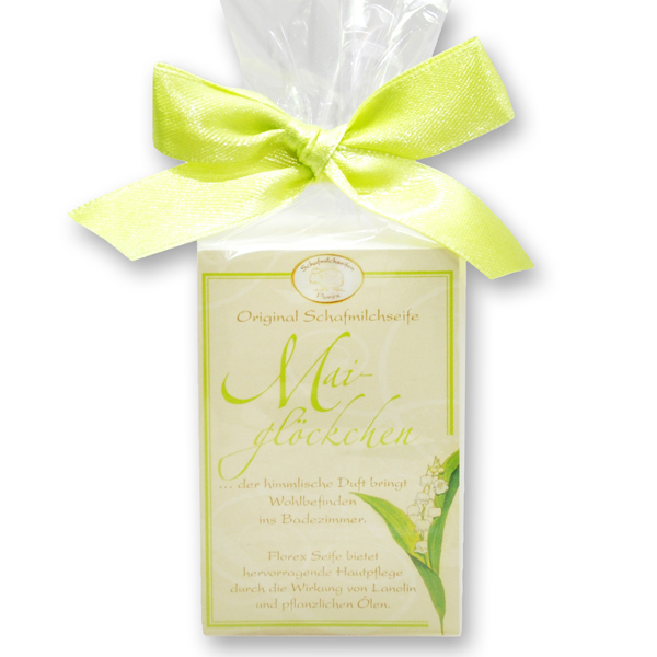 Sheep milk soap square 100g classic in cellophane, lily of the valley 